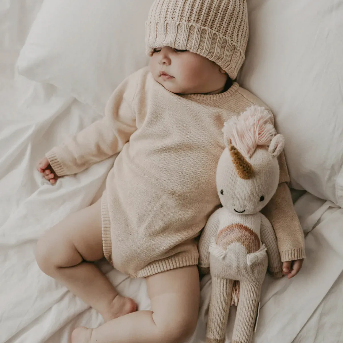 Long Sleeve Knit Bodysuit   Pom Pom Hat