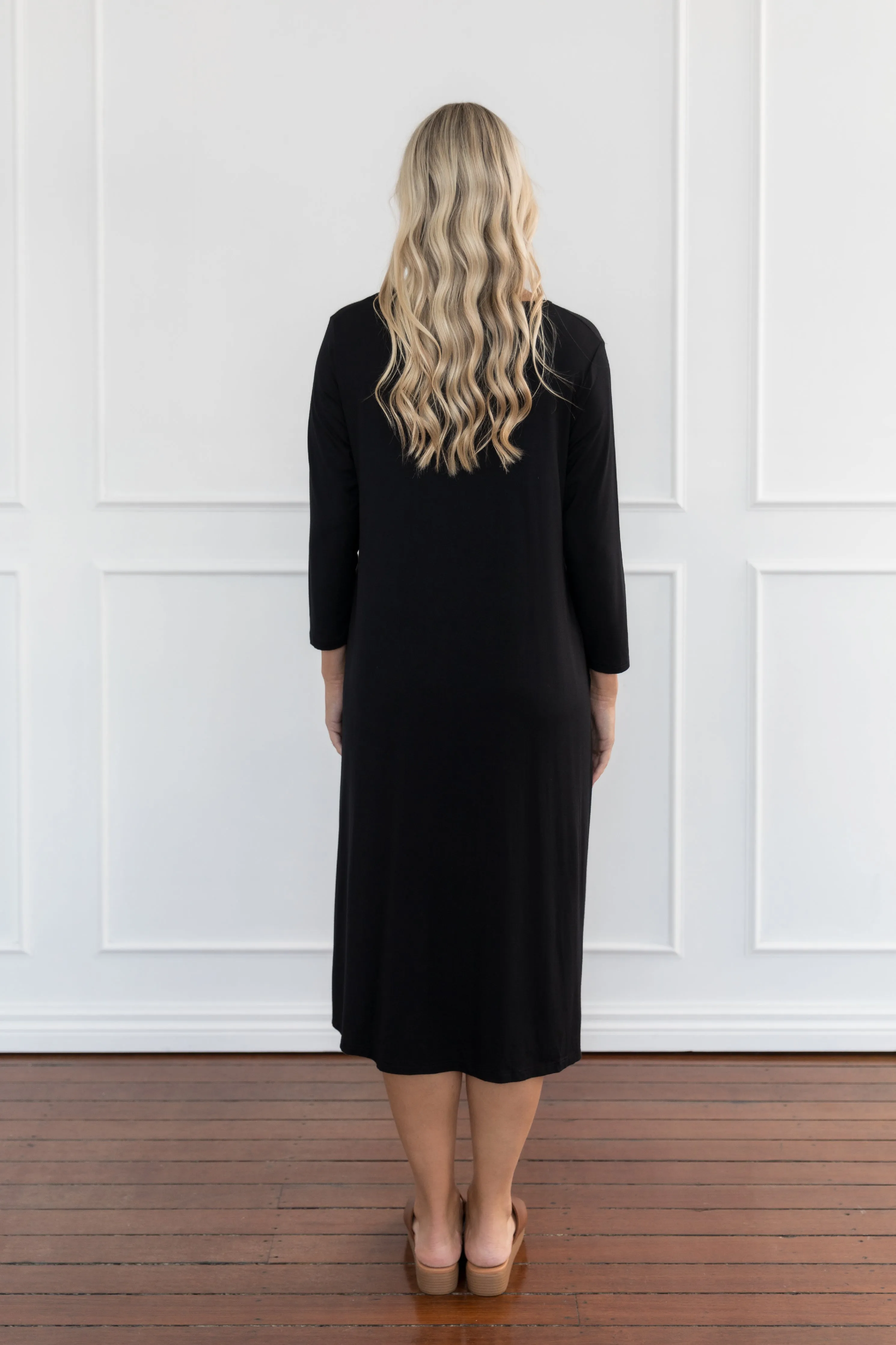 Long Sleeve T-Shirt Dress | Black