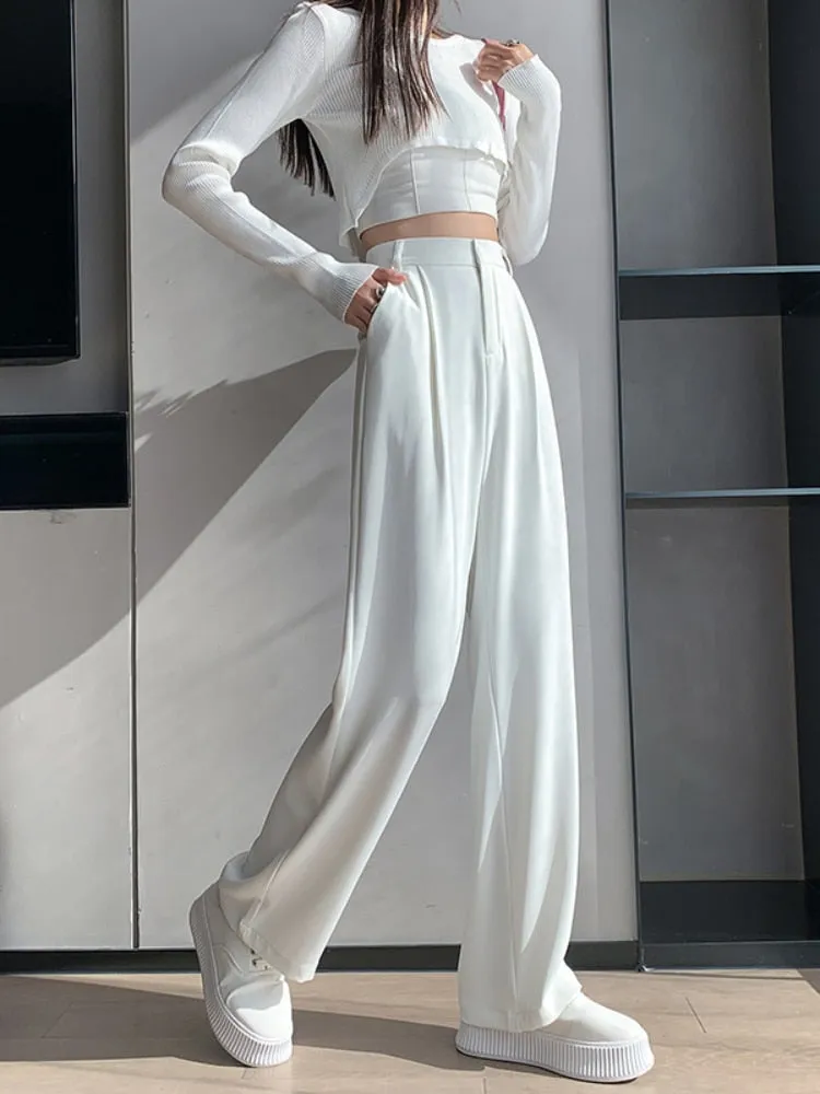 Loose Wide Leg Summer Trousers with High Waist