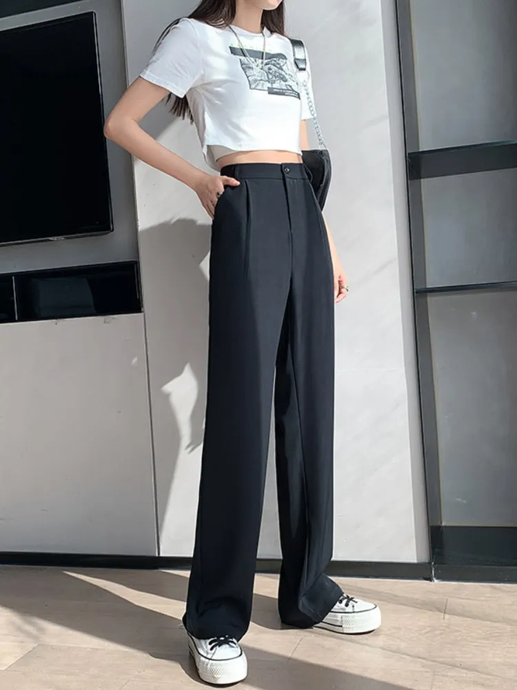 Loose Wide Leg Summer Trousers with High Waist