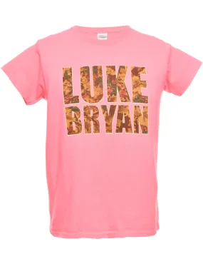 Luke Bryan Pink Gildan Printed T-shirt - M