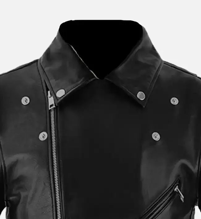 Men's Asymmetrical Black Biker Leather Jacket