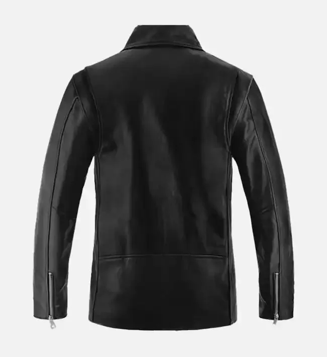 Men's Asymmetrical Black Biker Leather Jacket