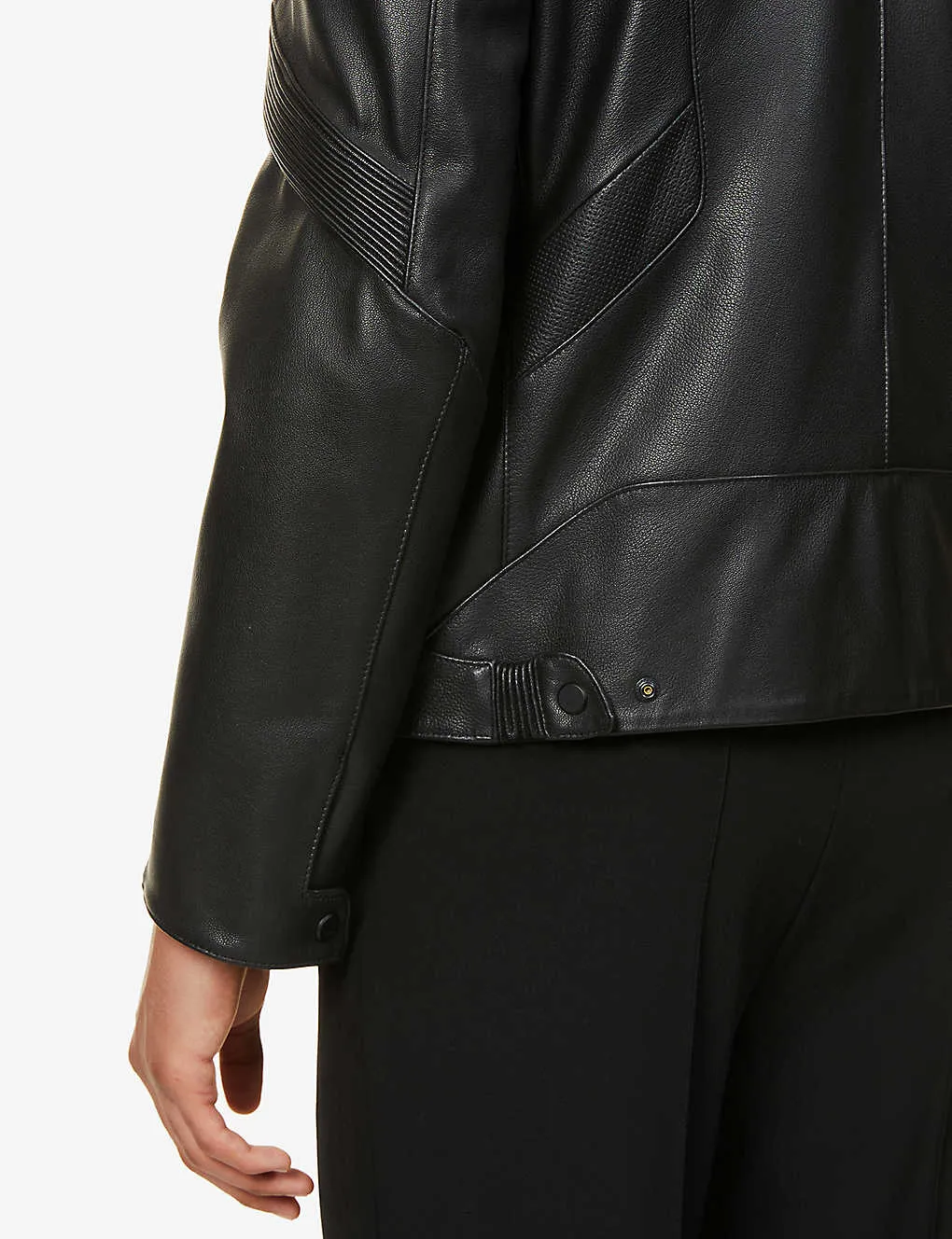 Men's Black Leather Perforated Biker Jacket