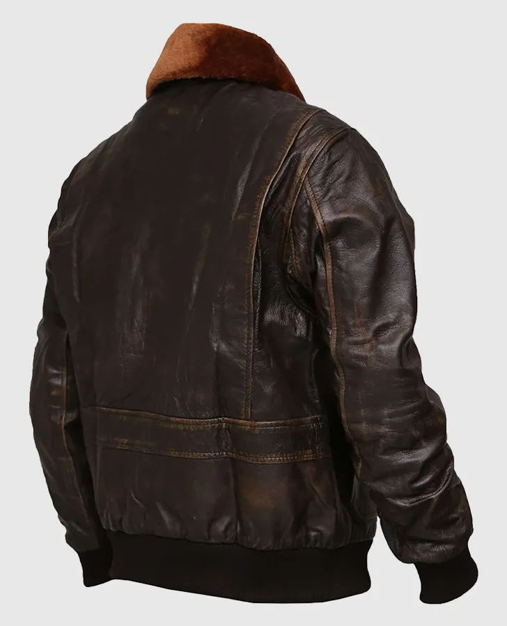 Men's Distressed Brown Leather Jacket