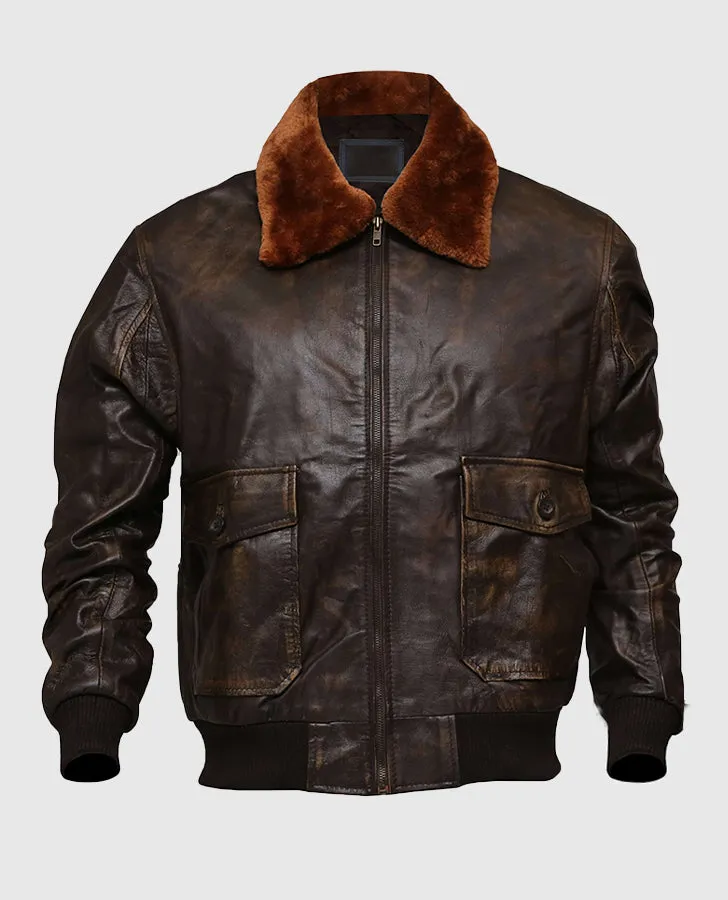 Men's Distressed Brown Leather Jacket