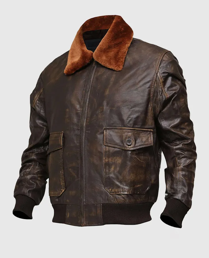 Men's Distressed Brown Leather Jacket