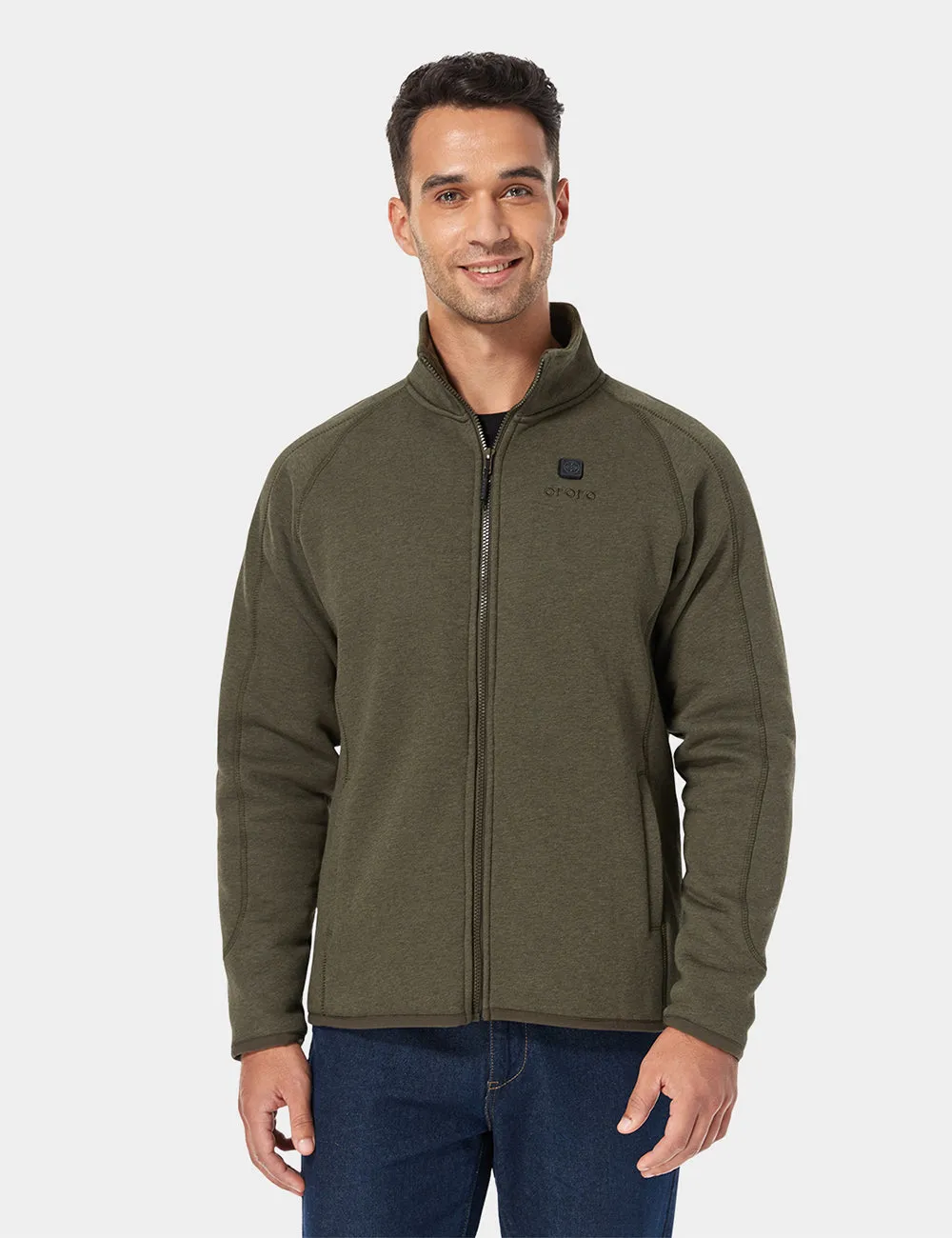 Men's Heated Fleece Jacket - Black/Army Green/Red