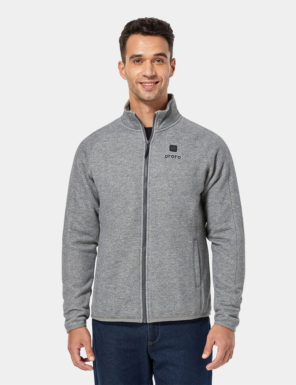 Men's Heated Full-Zip Fleece Jacket - Flecking Gray