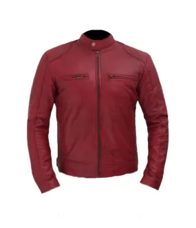 Men's Maroon Dodge Leather Jacket