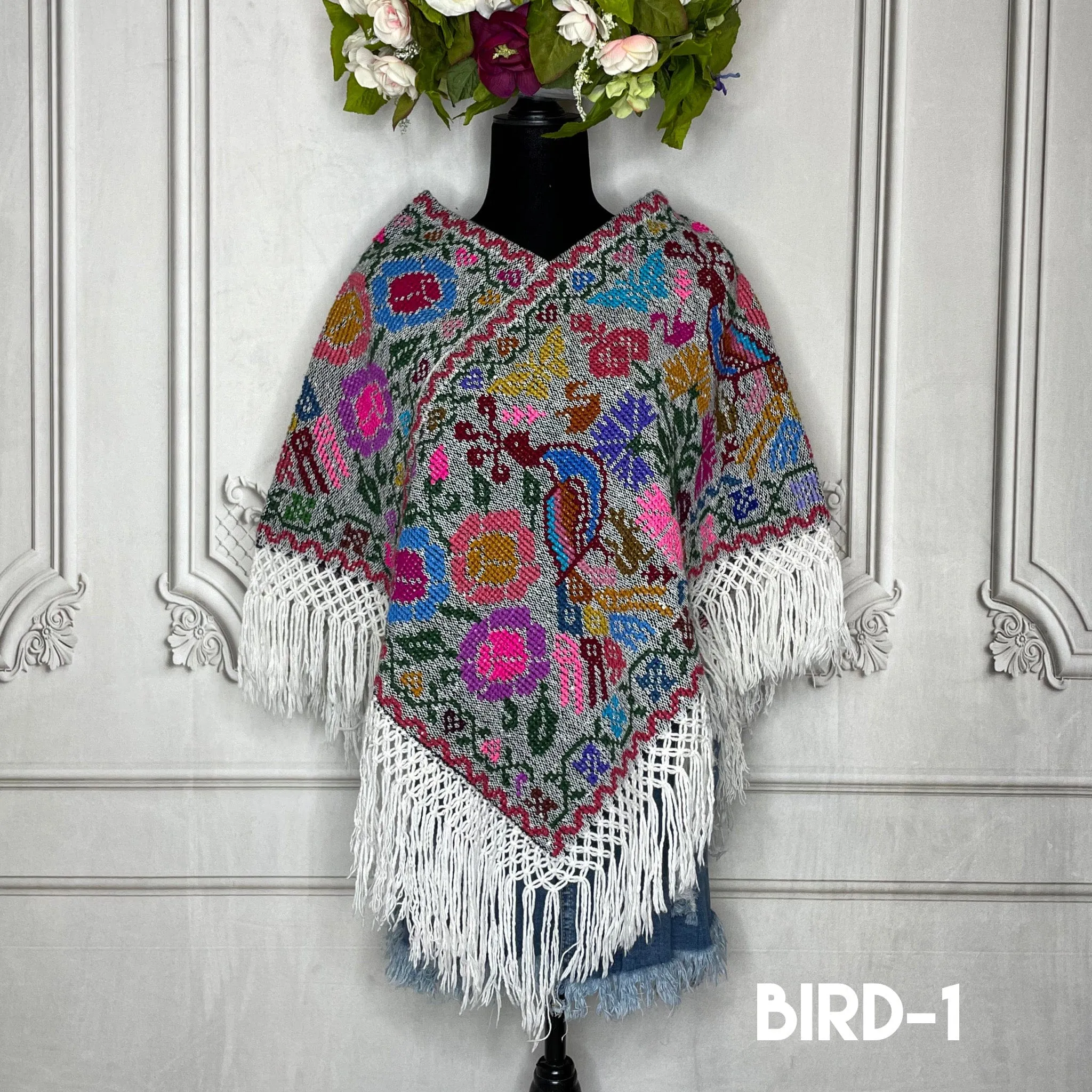 Mexican Cape Poncho Cross Stitch Heather Peacock