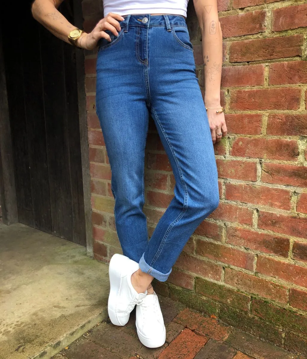 Mid Blue Straight Leg Jeans