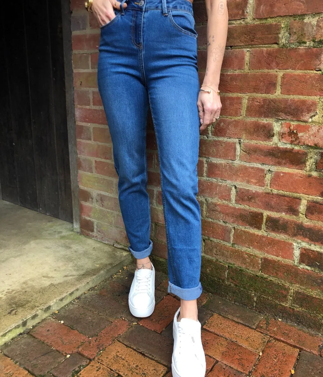 Mid Blue Straight Leg Jeans