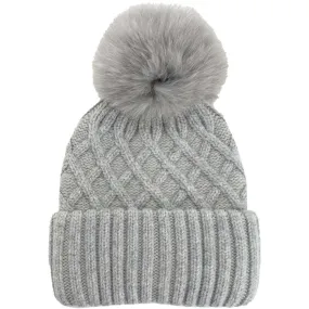 Mitchie's Matchings Fox Pom Solid Knit Hat - Women's