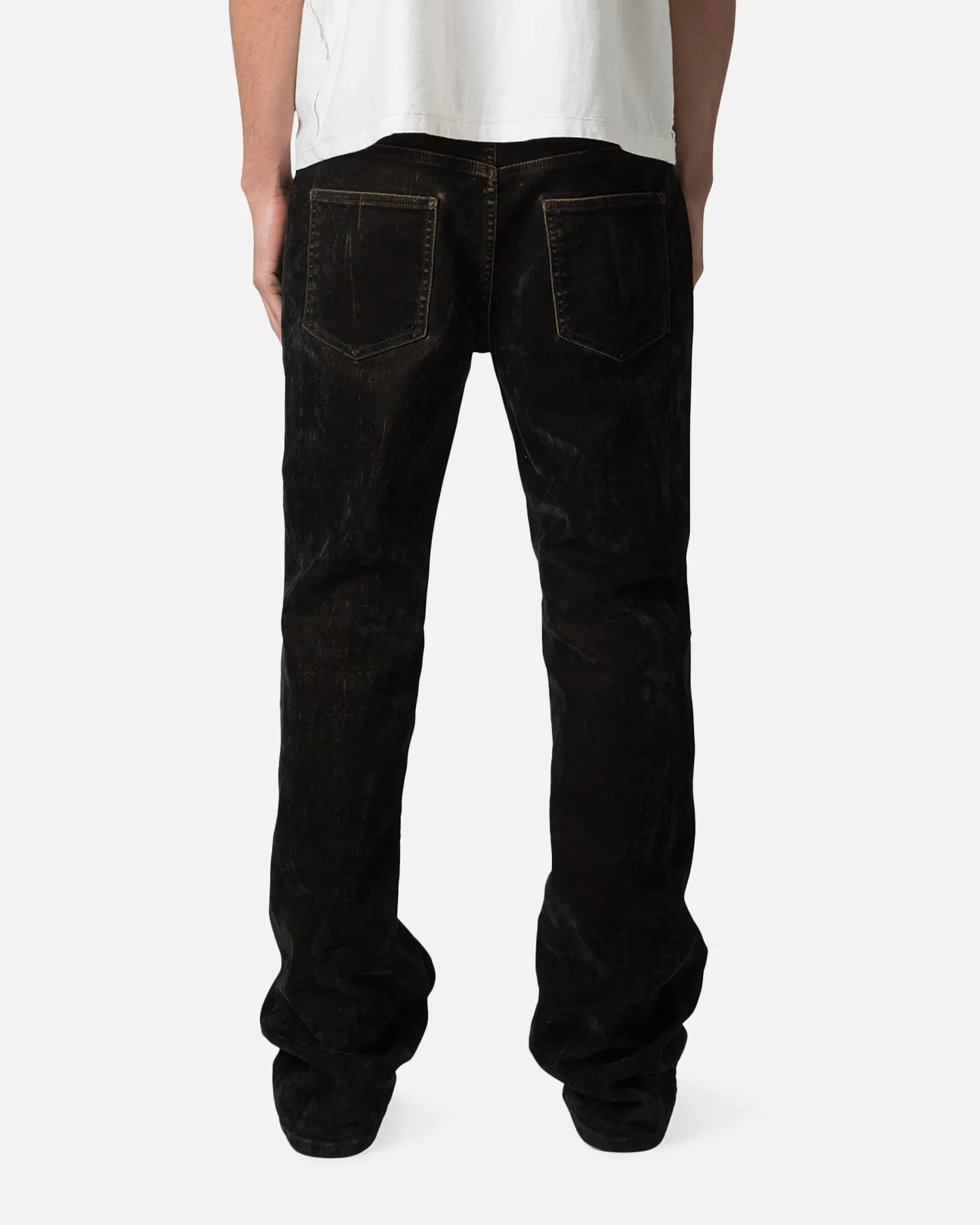 MNML B577 Suede Flare Denim Jeans Brown