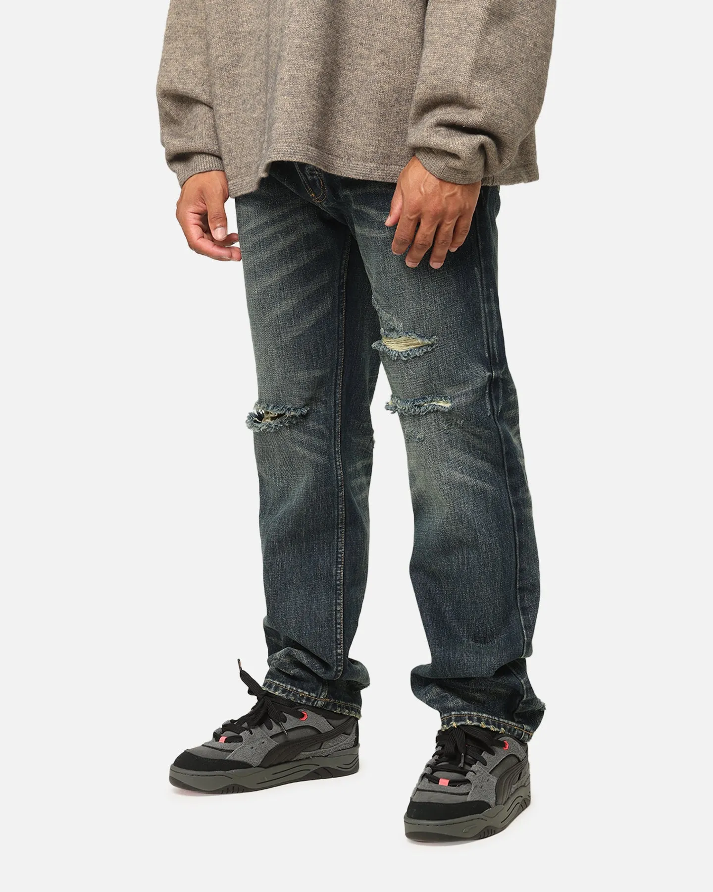 MNML V726 Distressed Baggy Denim Jeans Blue