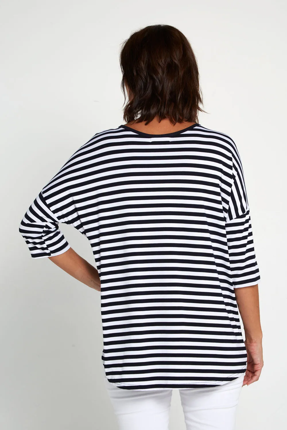 Montmartre Bamboo Top - Navy White Stripe