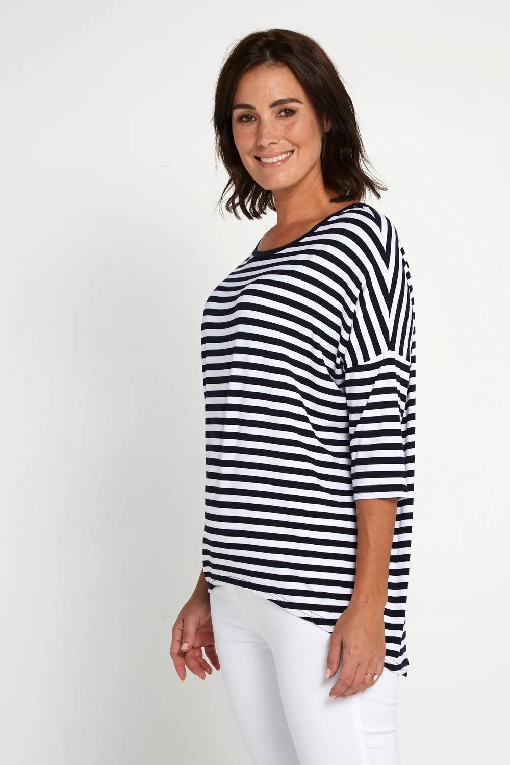 Montmartre Bamboo Top - Navy White Stripe