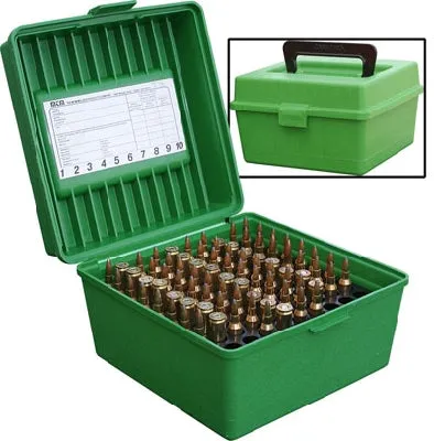 Mtm Rifle Ammo Box Green Deluxe 100rnd With Handle