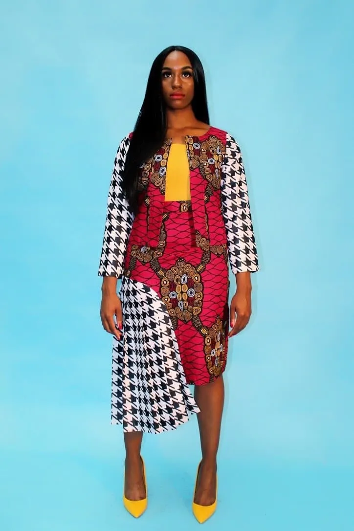 New in SOOMACHI African Ankara Print Jacket and Skirt Set