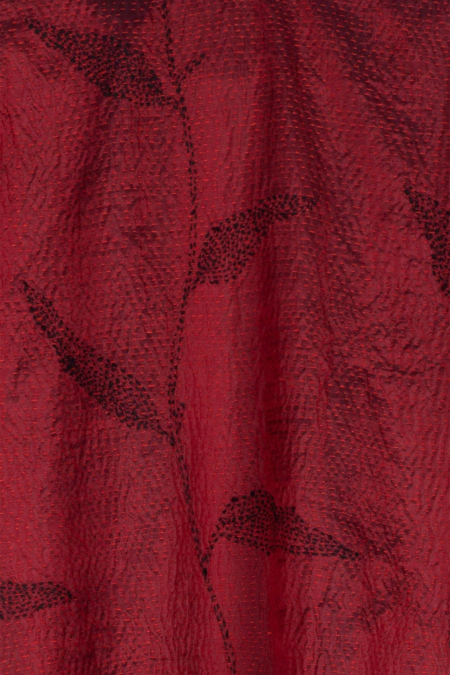 NIGHT BAMBOO SILK COTTON KANTHA POCKET JKT - nb2002-red -