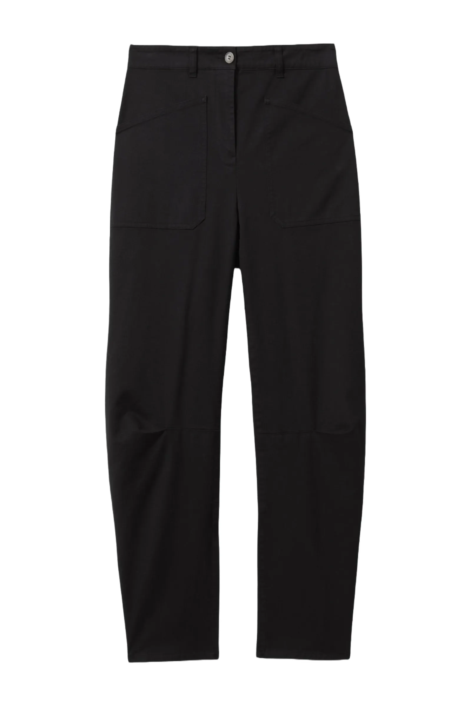 Nova Black Cotton Blend Barrel Leg Trousers