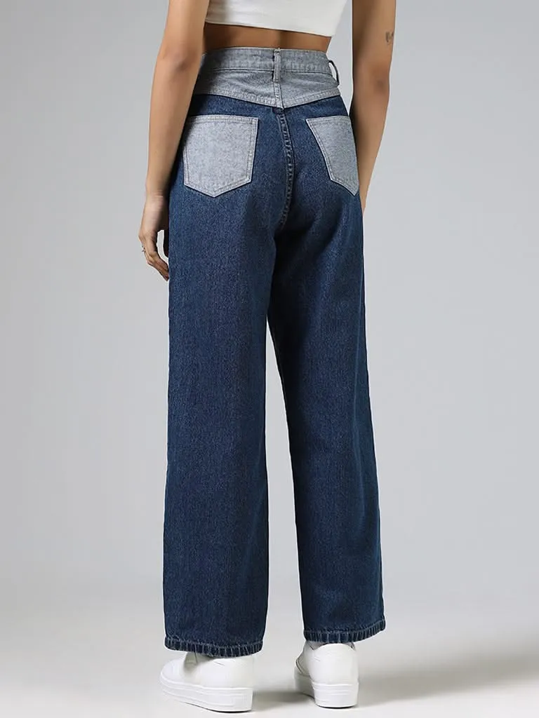 Nuon Mid Blue Wide Leg - Fit Mid Rise Jeans