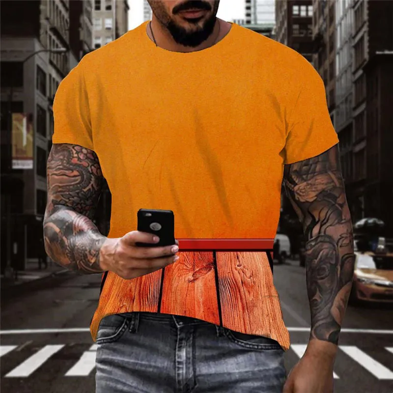 orange floor wind tshirts 3D tshirt special texture Casual men different art costume