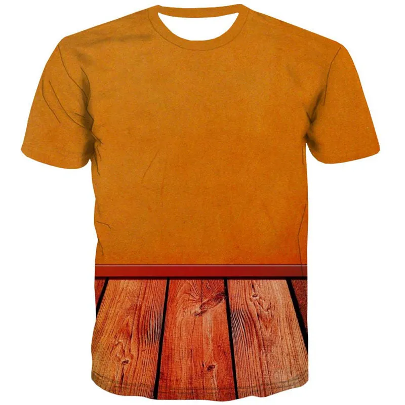 orange floor wind tshirts 3D tshirt special texture Casual men different art costume