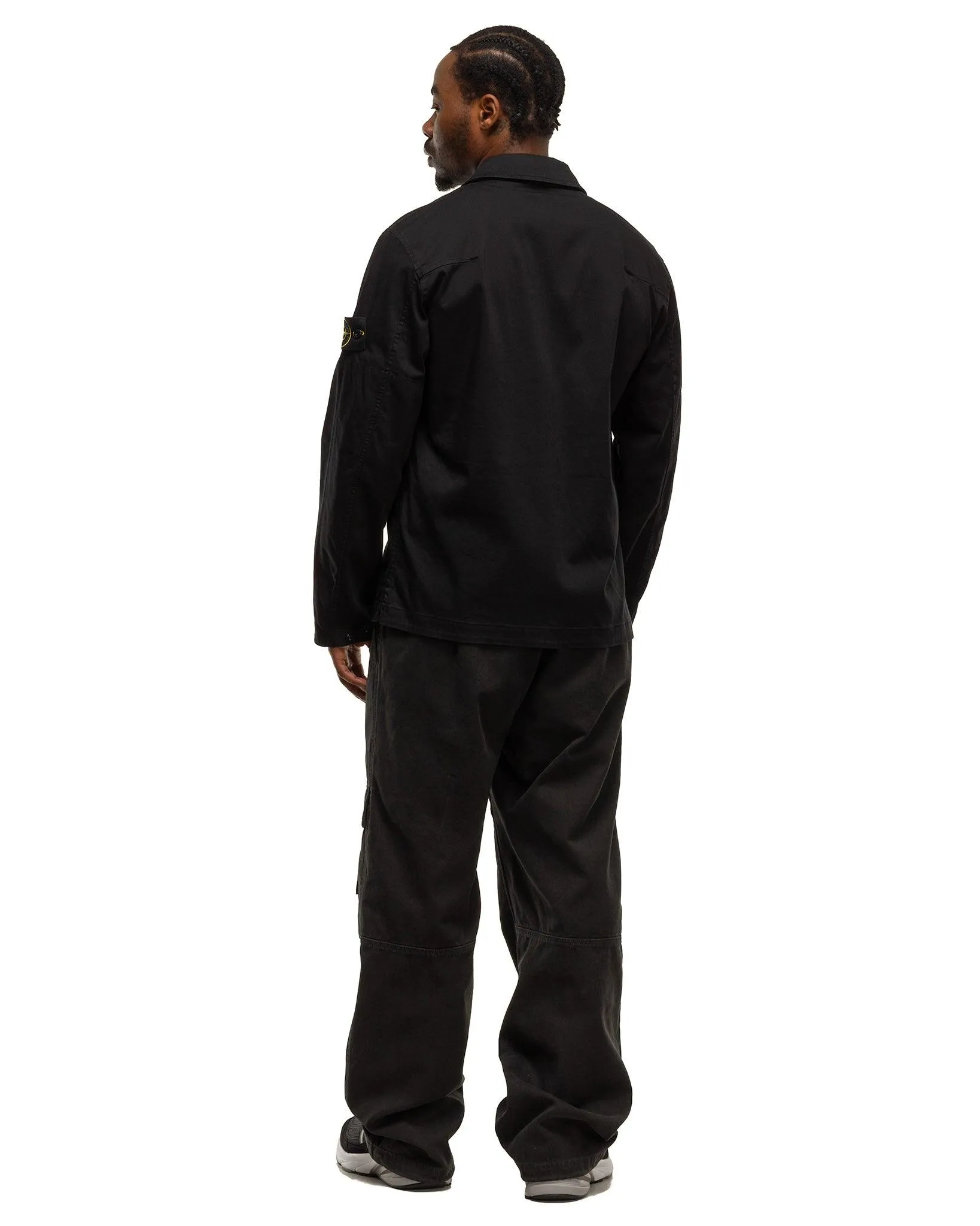 Organic Stretch Cotton Satin Overshirt Black