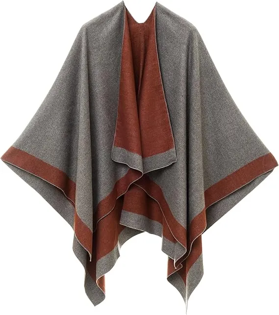 Pearl Gray Luxurious Knit Sweater Poncho Cardigan