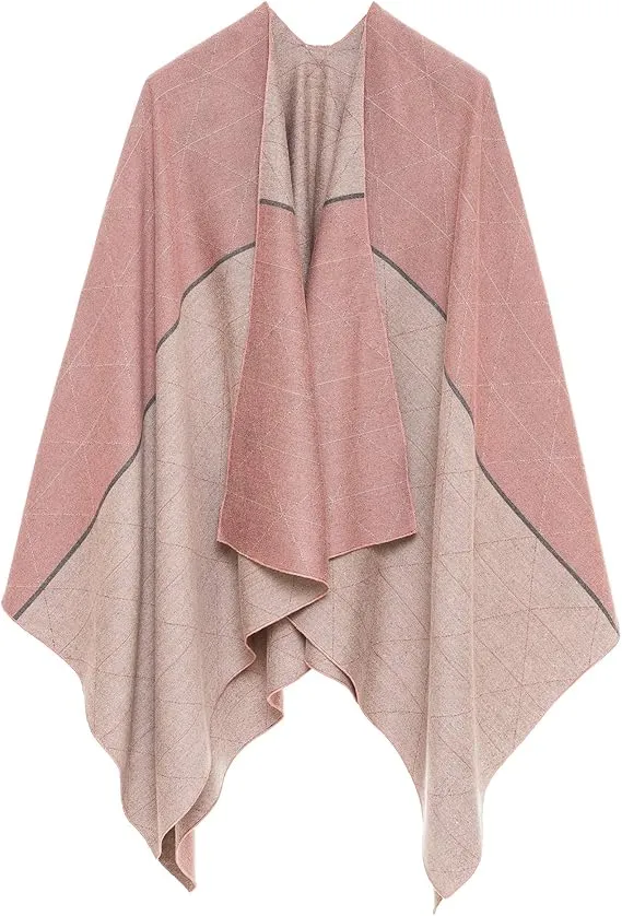 Pearl Gray Luxurious Knit Sweater Poncho Cardigan