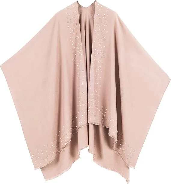 Pearl Mauve Luxurious Knit Sweater Poncho Cardigan