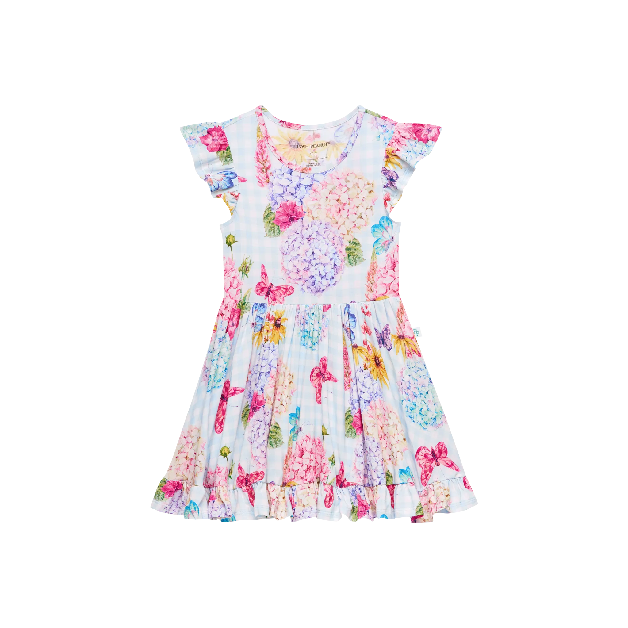 POS Nicolette Floral Cap Sleeve Ruffle Sleeve Twirl Dress