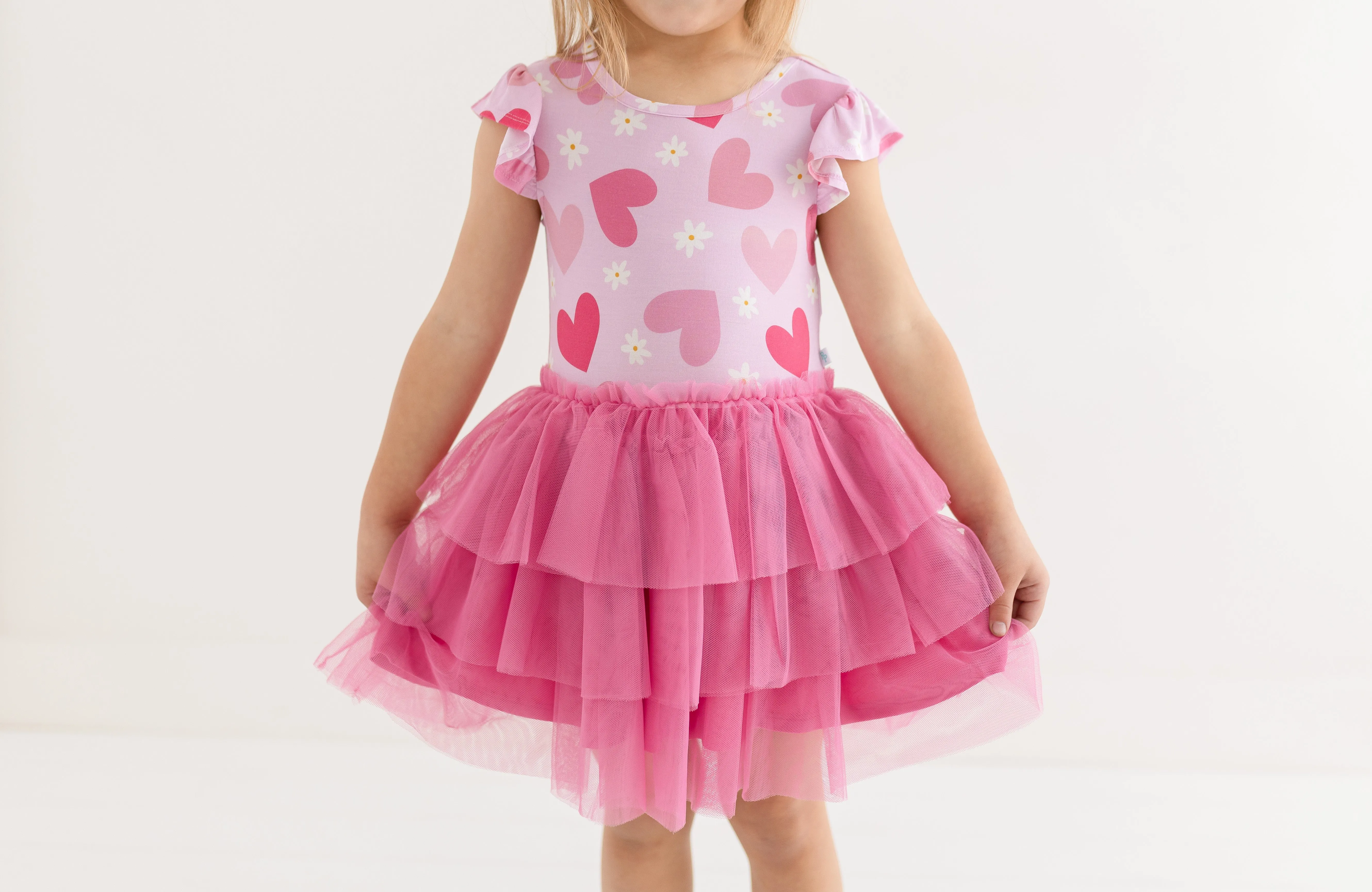 Posh Peanut Daisy Love Ruffled Cap Sleeve Tulle Dress