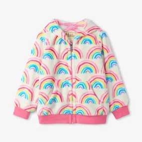 Pretty Rainbows fuzzy fleece hooded jacket | Hatley