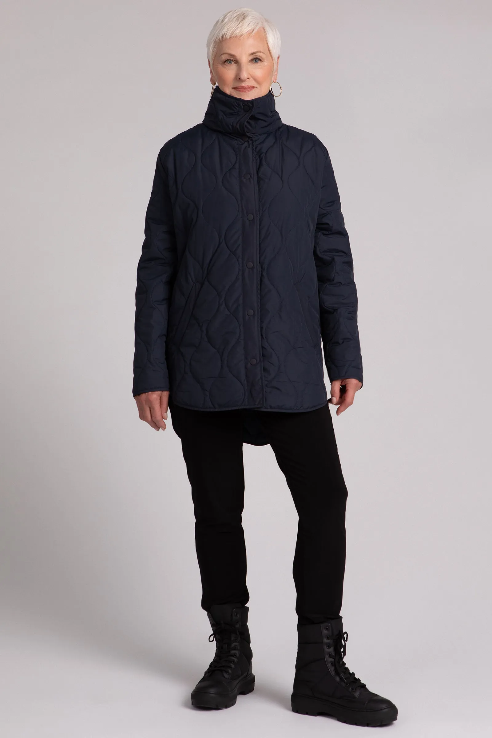 Quilted Shirt Jacket | Navy