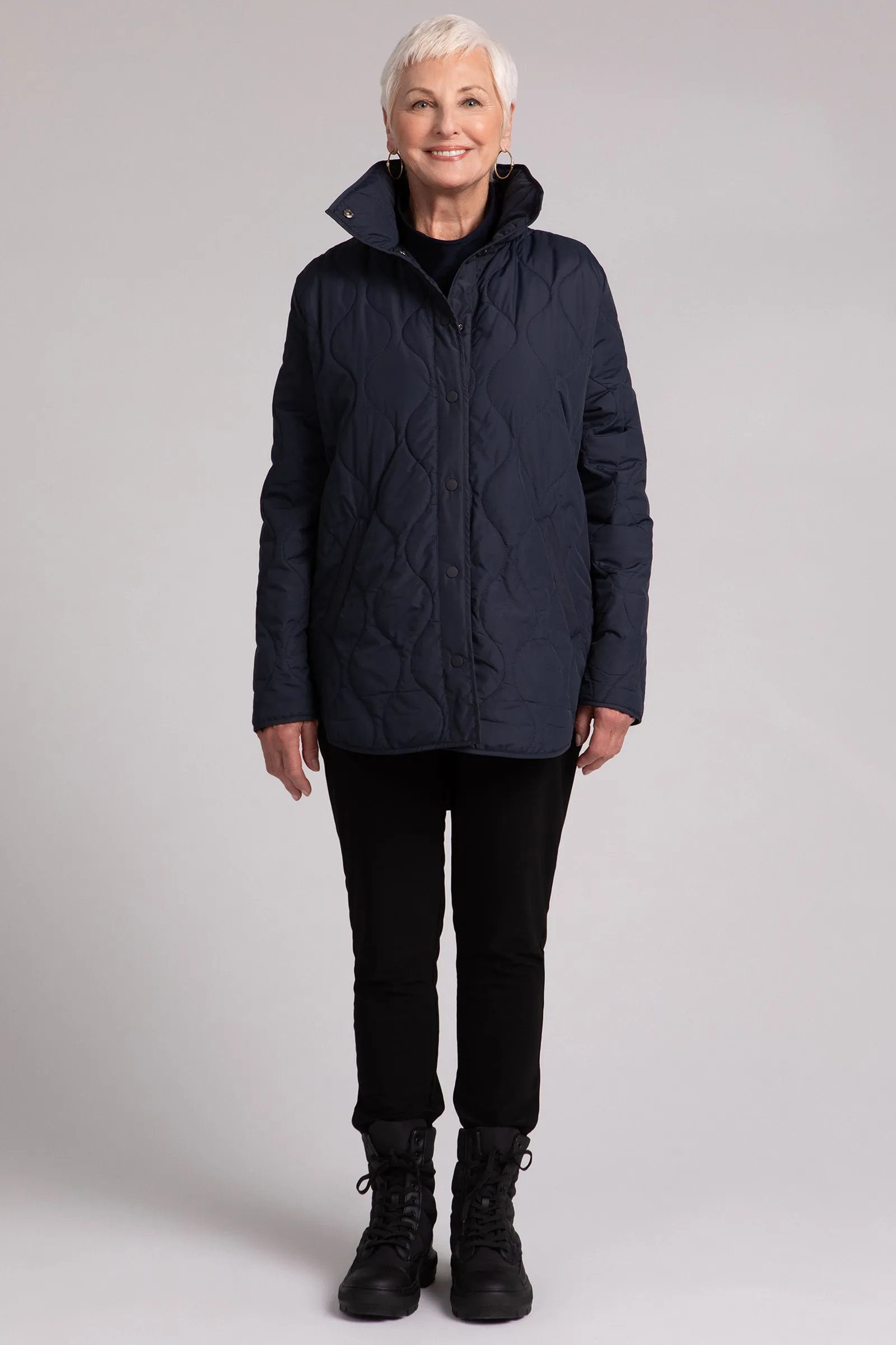 Quilted Shirt Jacket | Navy