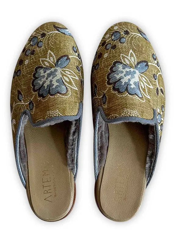 Sample Women's Patterned Cotton & Shearling Slippers - Size 38