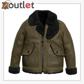 Shearling Sheepskin Leather Bomber Jacket