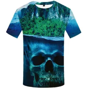 Skull T shirts Men Forest Tshirts Cool Mountain T shirts Funny Ocean Tshirts Novelty Harajuku Tshirt Anime Short Sleeve