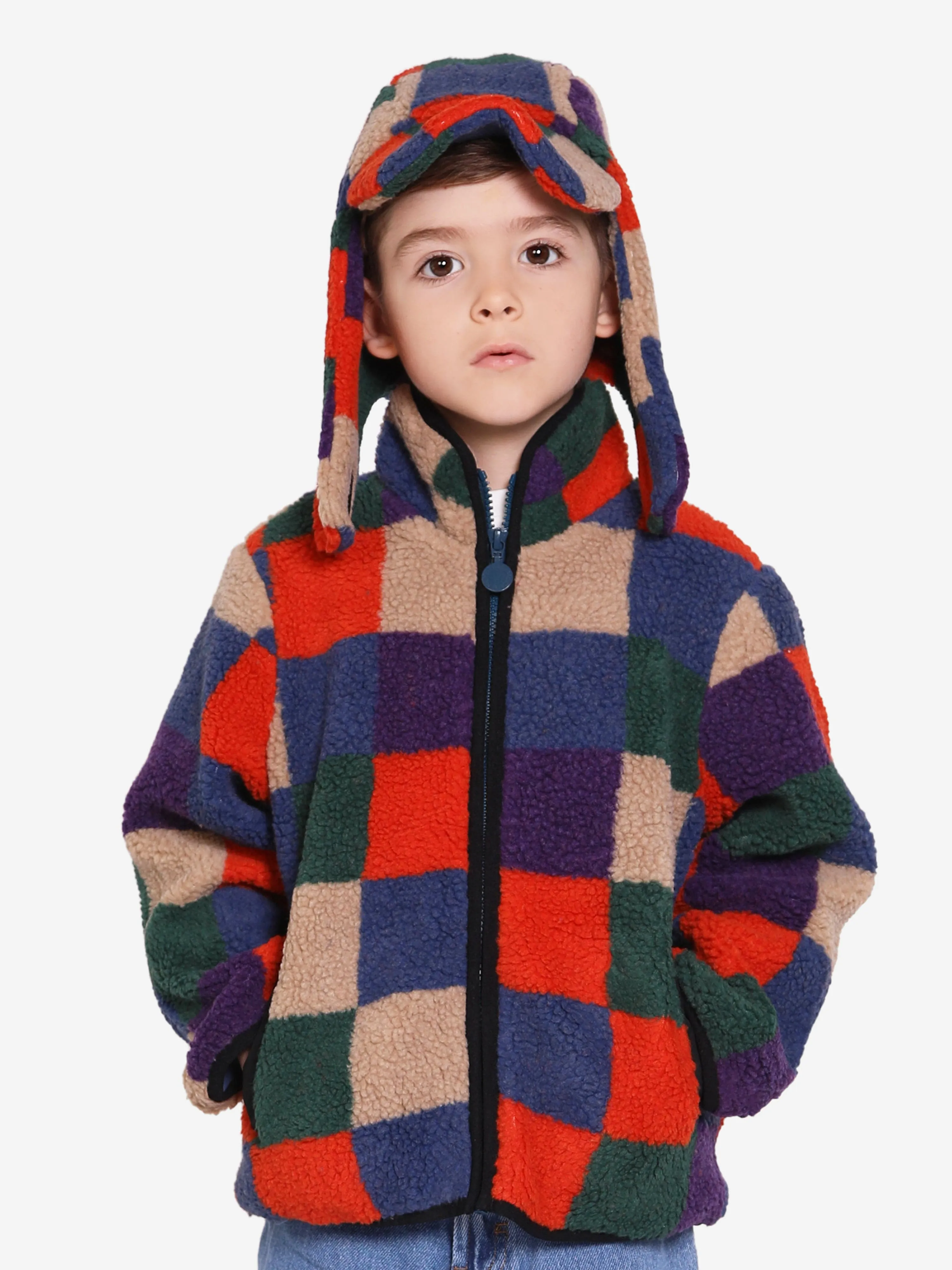 Stella McCartney Boys Faux Shearling Trapper Hat in Multicolour