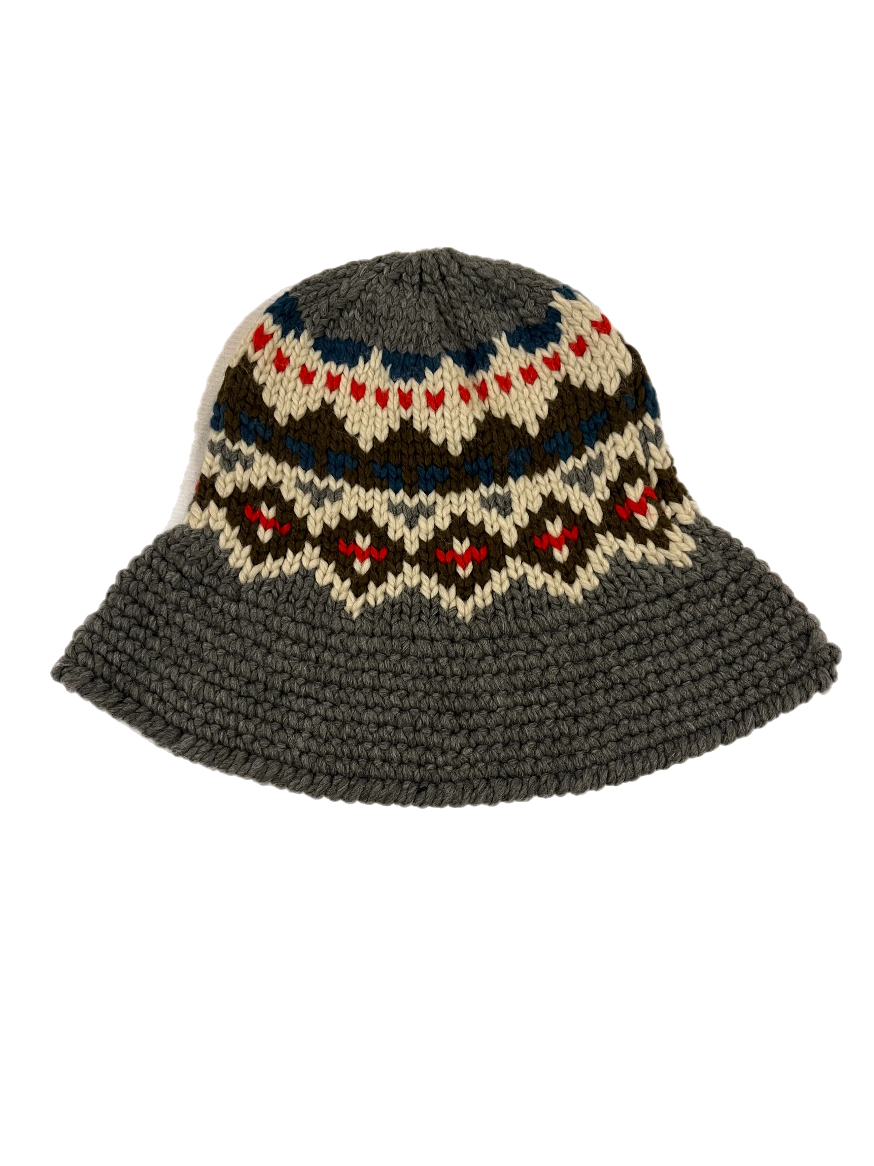 Striped Fair Isle Crochet Knit Bucket Hat