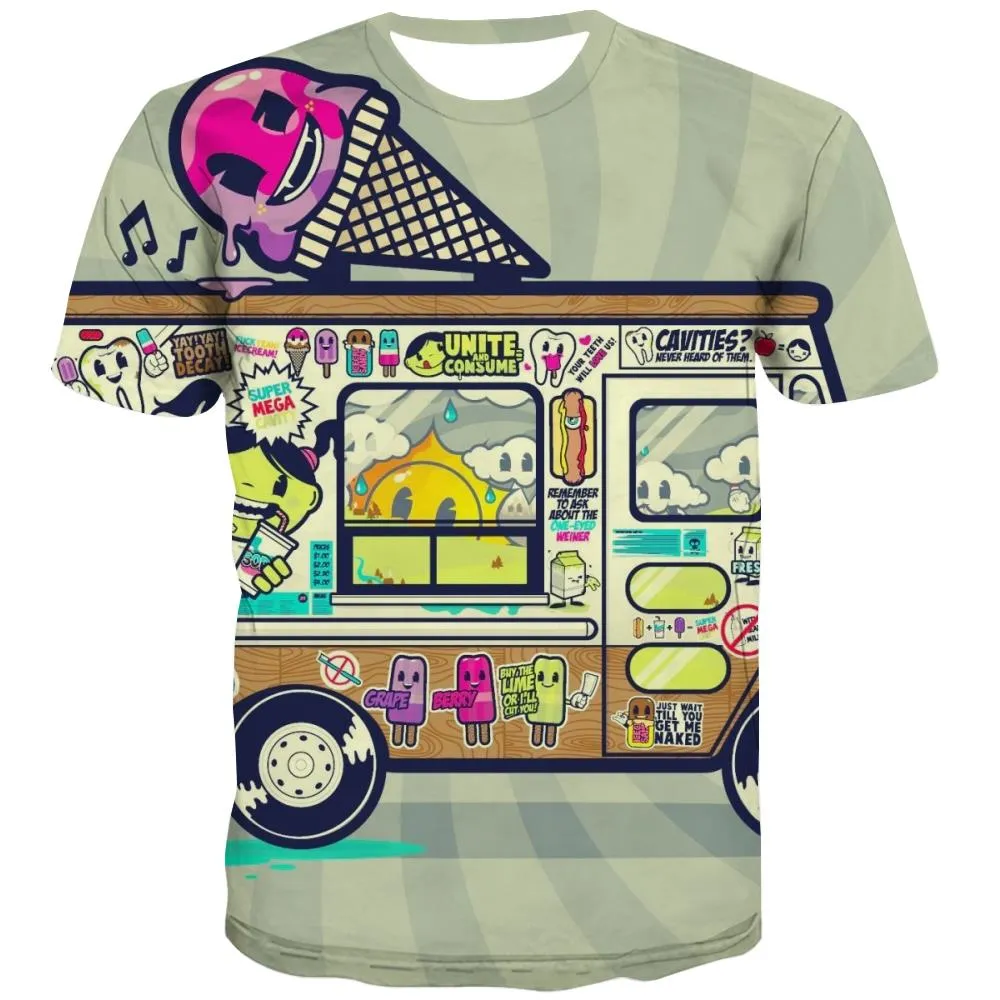 Sweet T shirts Men Gourmet Shirt Print Icecream T-shirts Graphic Colourful Tshirts Casual