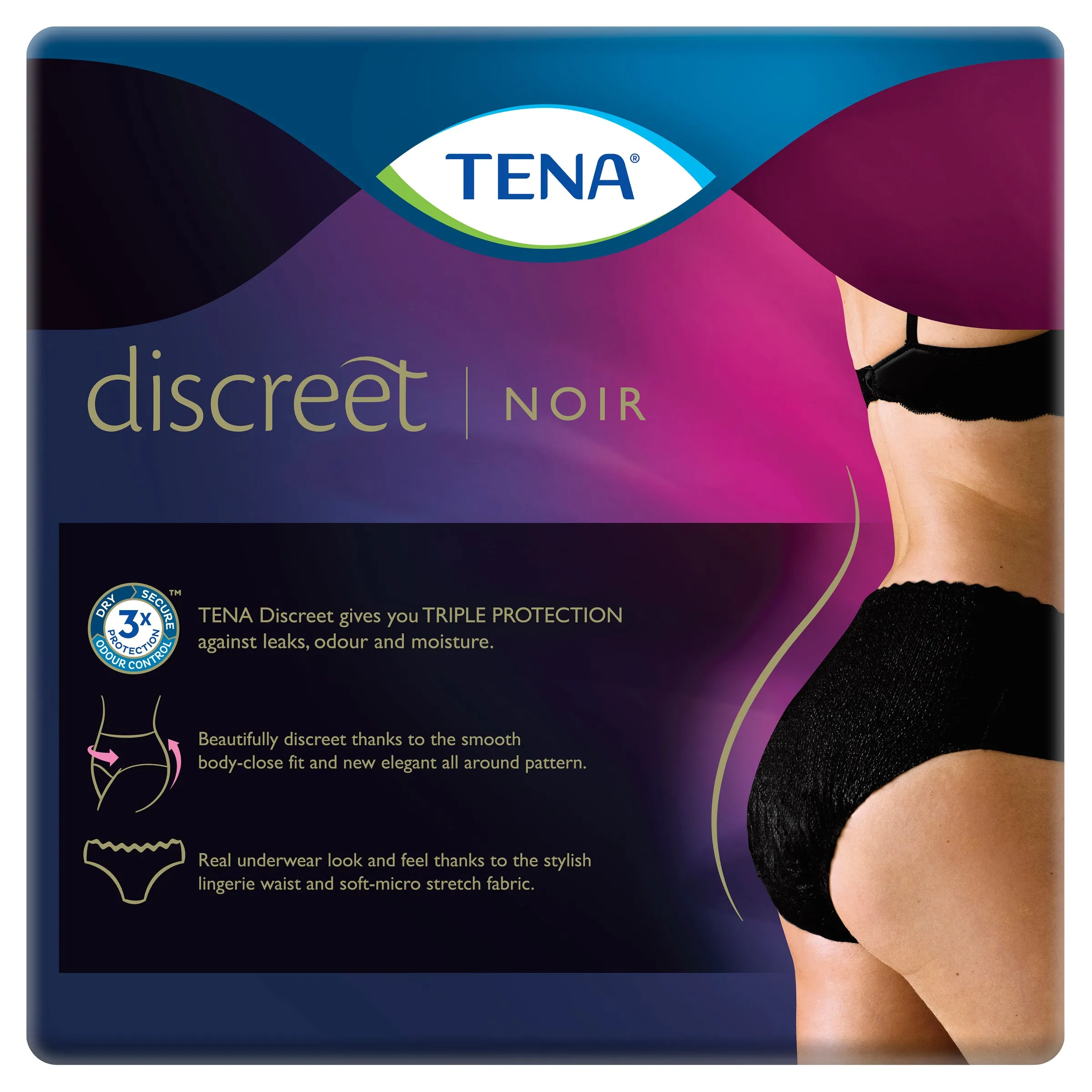 TENA Women's Pants Low Waist Noir Medium 10x3