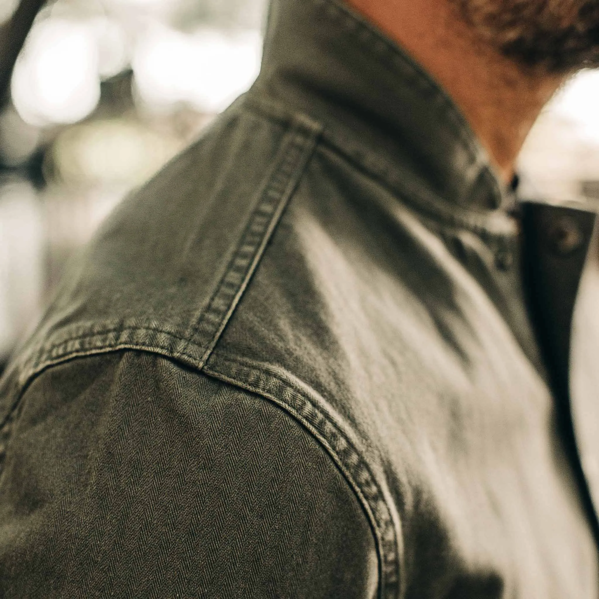 The Bomber Jacket in Washed Slate Herringbone