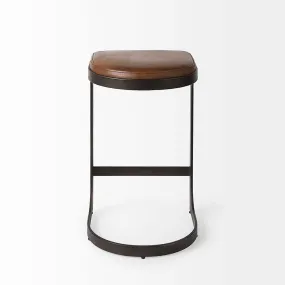 Tyler Bar Height Stool in Brown Leather