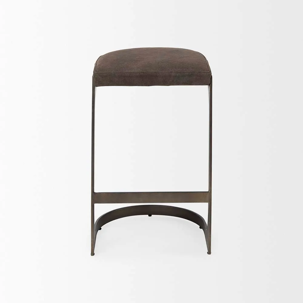 Tyler Counter Stool in Brown Suede