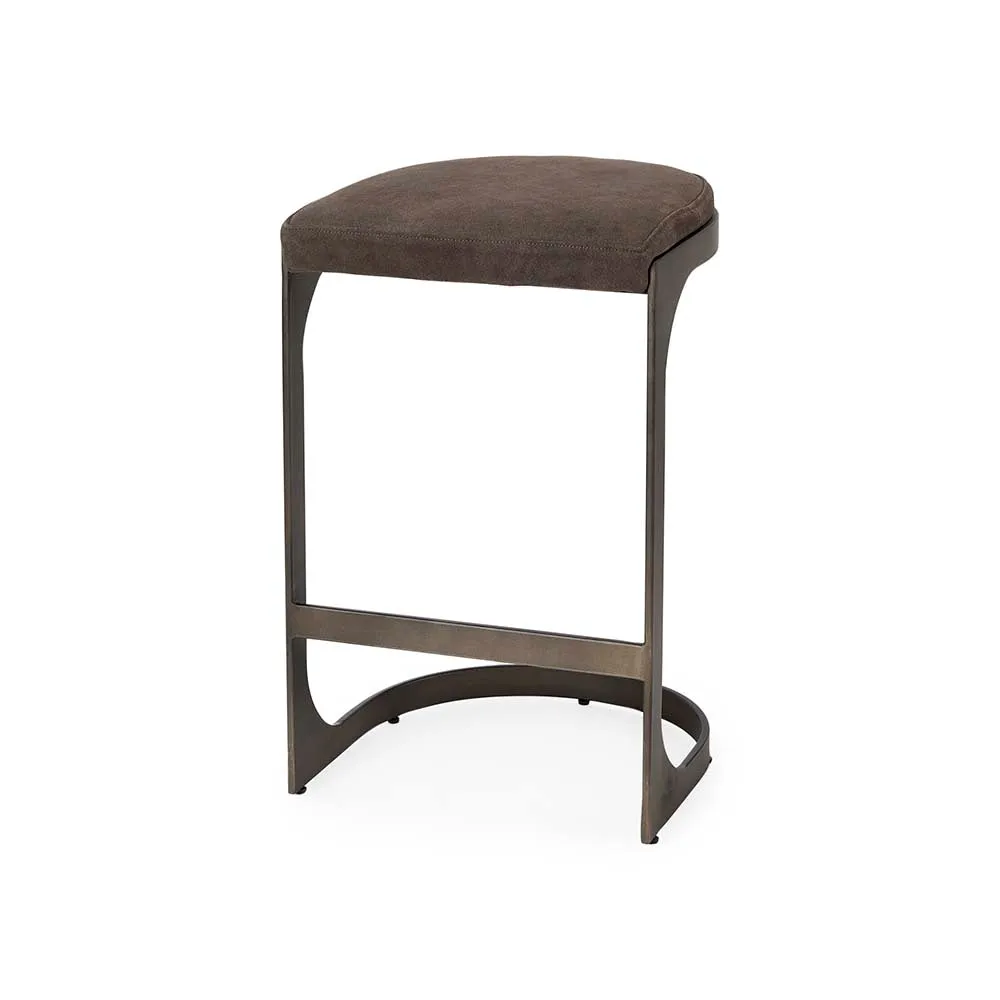 Tyler Counter Stool in Brown Suede