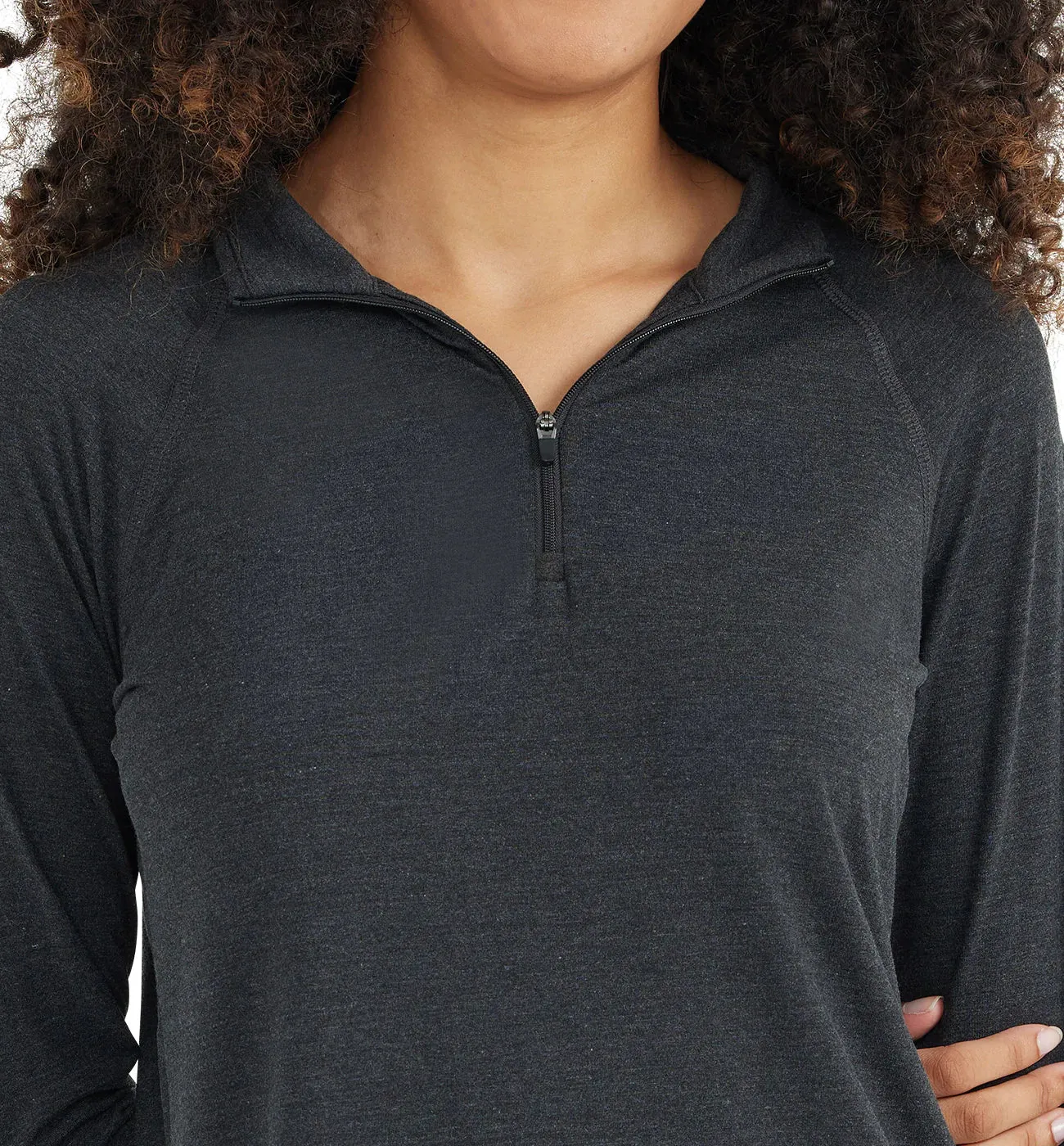 Women's Bamboo Flex Quarter Zip - Heather Black